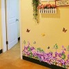 Purple Wisteria Flowers Butterfly Sticker,  Baseboard and Wall Border Stickers